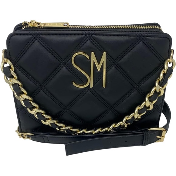 Steve Madden BGigi Crossbody Bag – Faux Leather Quilted Design, Chain Strap, Two Compartments – Perfect Day-to-Night Bag